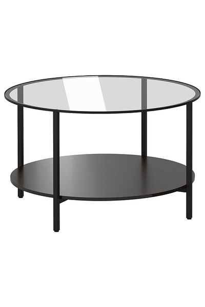 erorex Coffee table, black-brown/glass, 75 cm