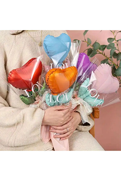 CUPPERA Kalp Balon Buketi Kiti Folyo