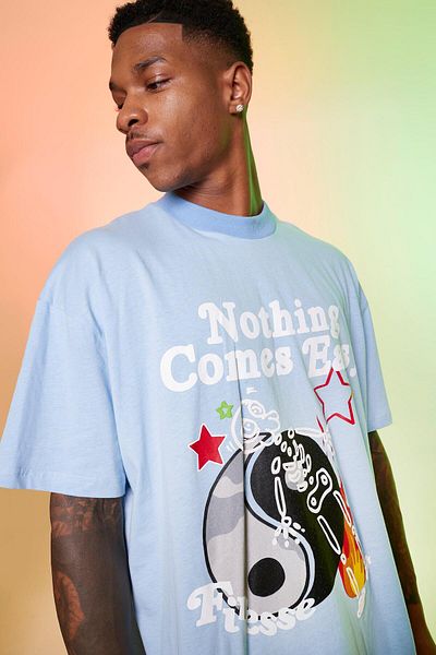 NEWLAKER Μπλουζάκι Unisex Oversize ΜΠΛΕ GRAFFITI με στάμπα