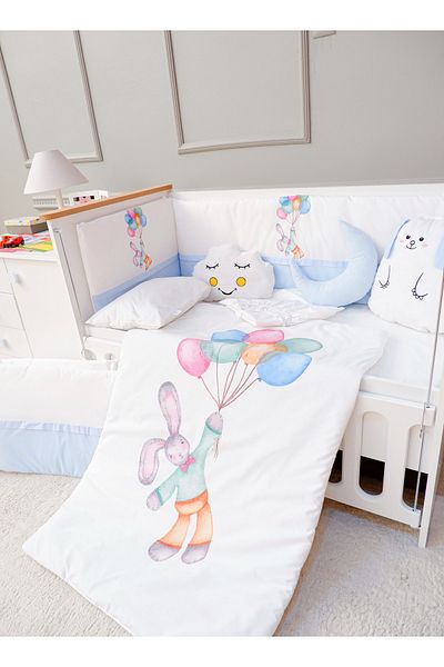 Fun Moment 4 Side Guardrails for Baby Bed with Quilt, Pillows and Sheet