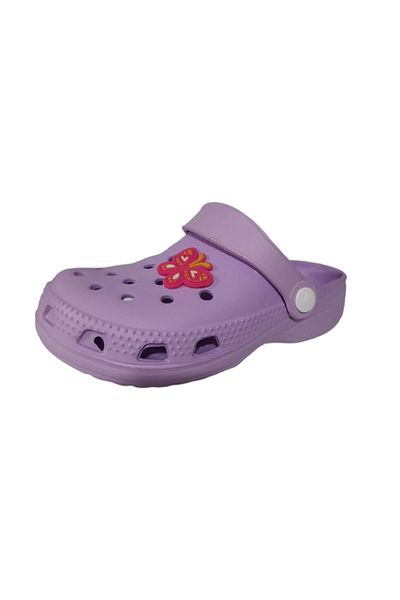 Akım Baby Kids Lilac Colorful Flower Figured Anti-Slip Orthopedic Sandals Slippers