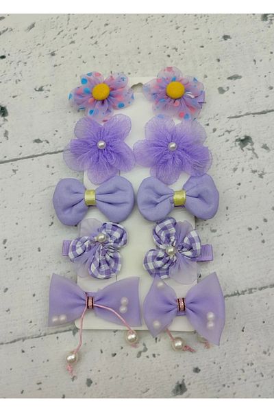 Mevohome 10-Piece Flower Bow Pattern Mixed Figure Girl's Buckle Set