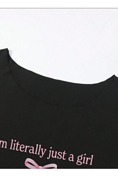 Machetta Μπλουζάκι με λαιμόκοψη σε μεγάλο μέγεθος Just a Girl με στάμπα Oversize 100% βαμβάκι