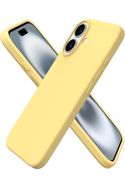 HyperAge iPhone 16 Uyumlu Kılıf Içi Kadife Kamera Yükseltili Lansman Silikon Kapak Sarı