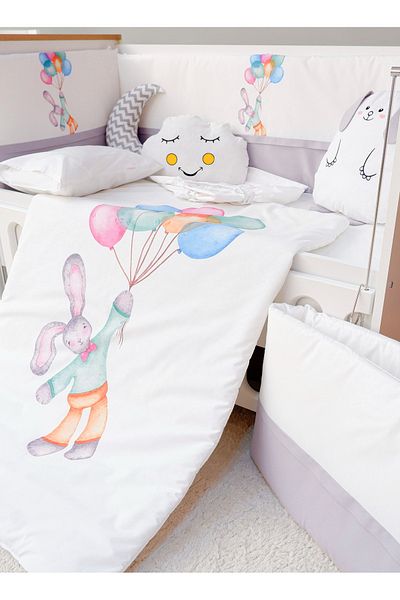 Fun Moment 3 Side Guardrails for Baby Bed with Quilt, Pillows and Sheet