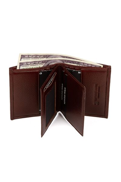 Newish Polo Мъжки кафяв портфейл и картодържател от естествена кожа