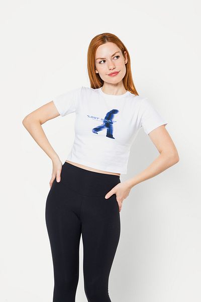 Sekizbiraltı Λευκό Crop Top με στάμπα Lost Souls