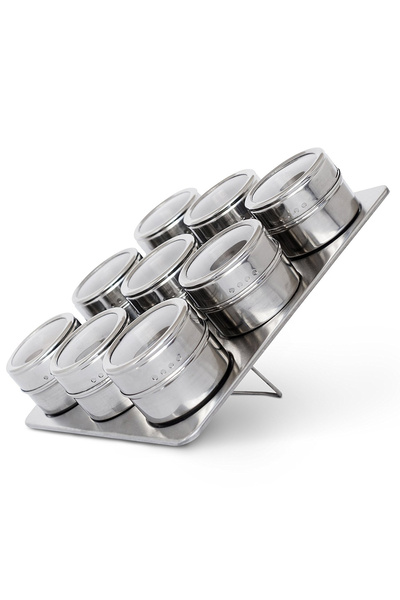 Weather Forecast 9-Piece Table Top Magnet Stainless Steel Spice Rack Set Cin220x