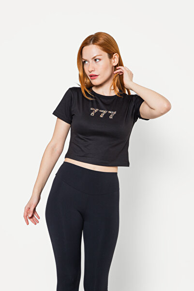 Sekizbiraltı 777 εμπριμέ μαύρο Crop Top