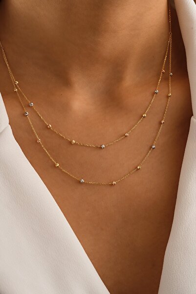 Sefa Gold 14 Ayar Altın İkili Dorika Kolye