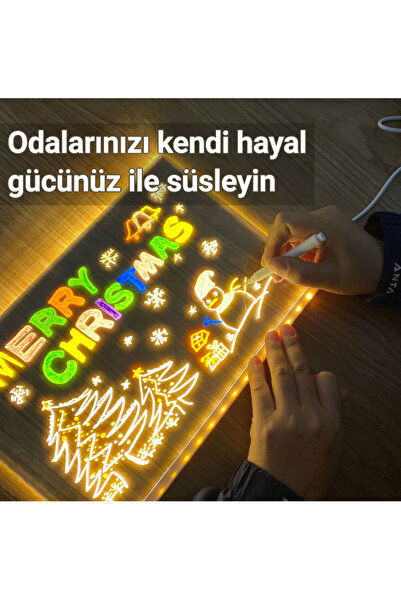 CMT 20*30 LED IŞIKLI YAZI ÇİZİM TAHTASI SİHİRLİ ÇİZİM TAHTASI 7 KEÇELİ KALEMLİ