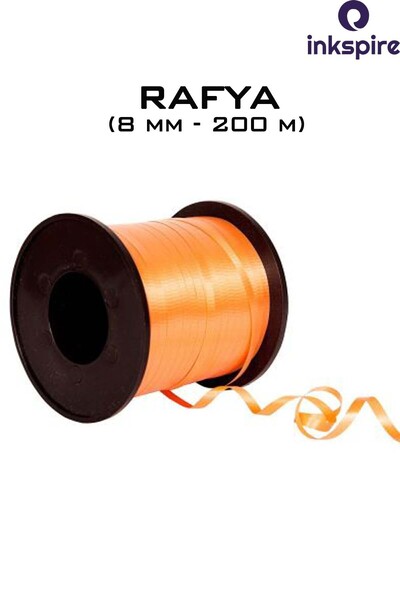 inkspire Πορτοκαλί Raffia 1 Τεμάχιο 200 Μέτρα Πολύχρωμη Επίπεδη Κορδέλα 8 Μm ...