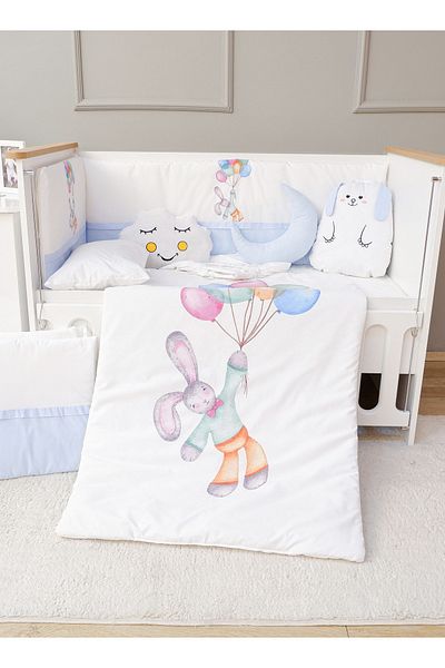Fun Moment 4 Side Guardrails for Baby Bed with Quilt, Pillows and Sheet