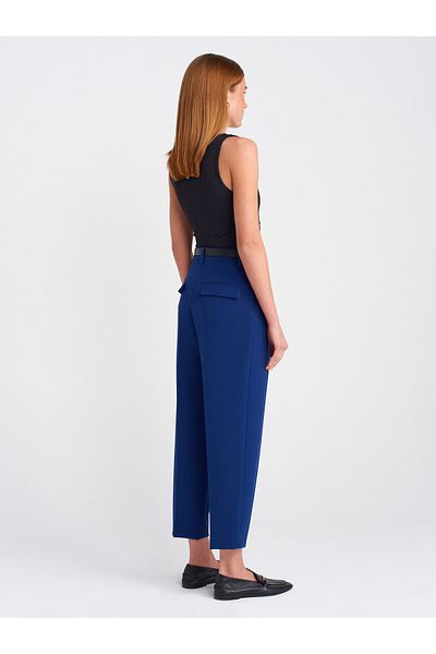 Dilvin 71533 Belted Carrot Fit Trousers-Sax