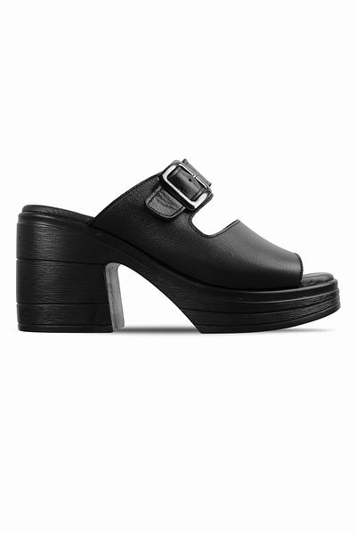 Lal Shoes & Bags Papuci cu toc cu cataramă pentru curea din piele naturală Darlen - negru