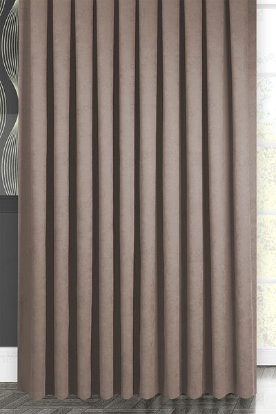 MARİTSA Velvet Textured Series Milk Brown Close Pleat (1x3) Single Wing Background Curtain
