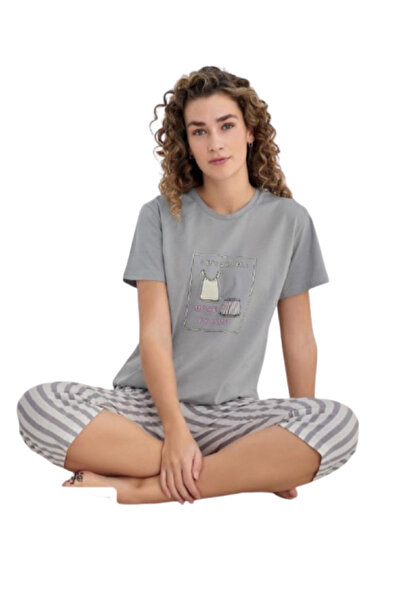 shefox Set Capri din bumbac pieptănat Komkapt cu mânecă scurtă Mihra pentru f...