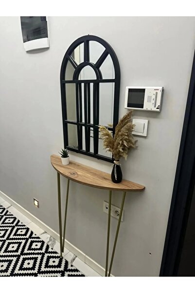 Pinhal Home Yarım Ay Oval Kenar Dresuar Atlantik Çam 80cm Gold Ayak