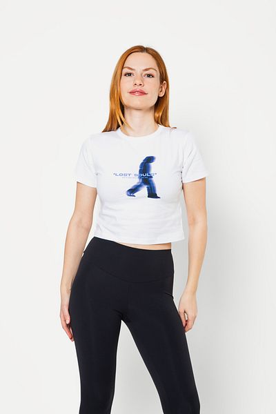 Sekizbiraltı Λευκό Crop Top με στάμπα Lost Souls