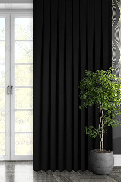 MARİTSA سلسلة مخملية مزخرفة بطبقة سوداء ضيقة (1x3) ستارة خلفية بجناح واحد