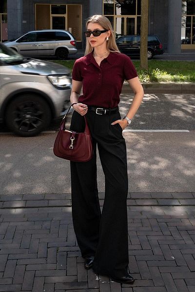 Madmext Black High Waist Fabric Pants Mg2285