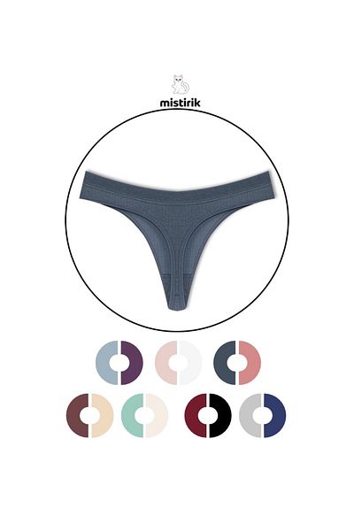 MİSTİRİK Paulo Model - Εύκαμπτο βαμβακερό στρινγκ με κορδόνι, μπλε χρώμα
