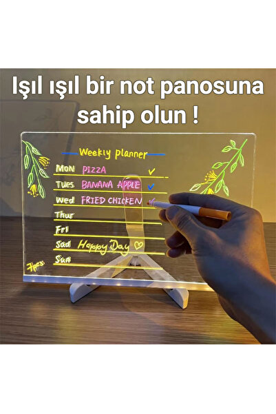 CMT 20*30 LED IŞIKLI YAZI ÇİZİM TAHTASI SİHİRLİ ÇİZİM TAHTASI 7 KEÇELİ KALEMLİ