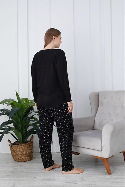 wear treasure Women's Milan Fabric Large Size Curve Printed Patterned 1St Quality Bamboo Long Sleeve Pajamas Set