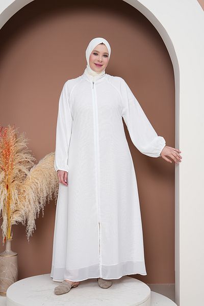 GigiTex Chiffon Prayer Holder - Cream, Hajj Umrah, Double Layer, Regular Size, 36-46 Length 1.45 cm