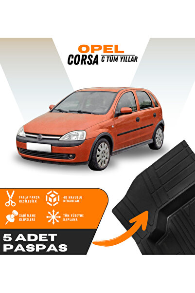 Kingstar Opel Corsa C Tüm Yıllar 5'li Paspas Seti Yüksek Kalite Kesilebilir U...