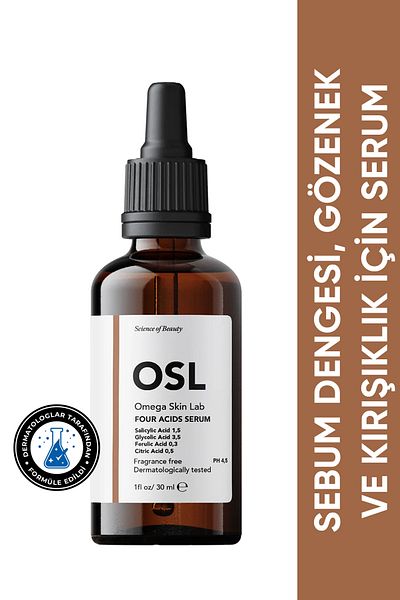 OSL Omega Skin Lab Vier-Säuren-Serum, 30 ml (Sebum-Balance, Poren-, Falten- und Anti-Makel-Serum)