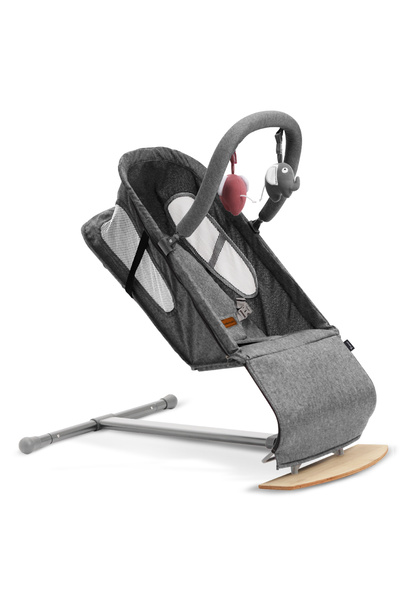 TEKNUM كرسي هزاز للأطفال مع ألعاب الإمساك - خشبي باللون الرمادي الداكن