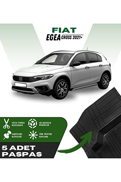 Kingstar Fiat Egea Cross 2021+ Uyumlu 5'li Paspas Seti Yüksek Kalite Kesilebi...