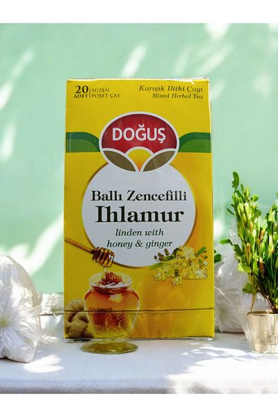 Doğuş Honey Ginger Linden 20-Piece Cup Filtered Sachet Herbal Tea 30Gr