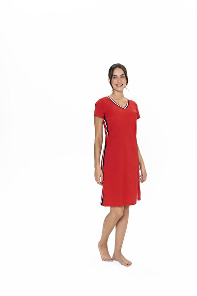 U.S. Polo Assn. Us Polo Women, V-Neck, Short Sleeve, Midi Nightgown