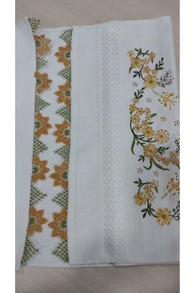 Papatyam Handcrafted Dowry Double Sided Needlepoint Embroidered Towel