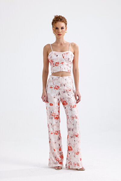 Sense Wide Leg Sequin Trousers | Pnt32440 White Orange Batik