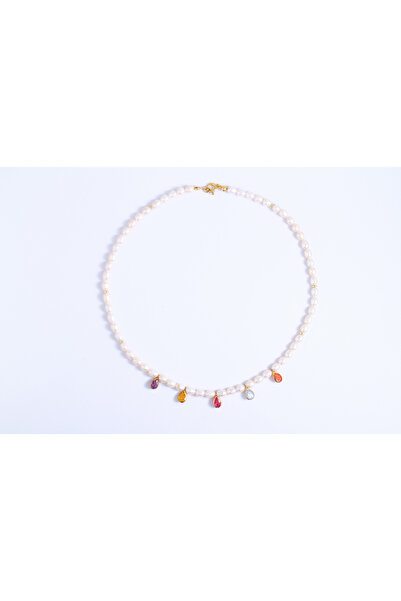 B Design jewelry Rainbow Kristal Taşlı İnci Kolye