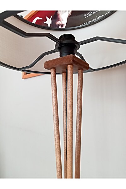 Balsa Dekor Ahşap Lambader Koyu Meşe Bej Köşe Lambası