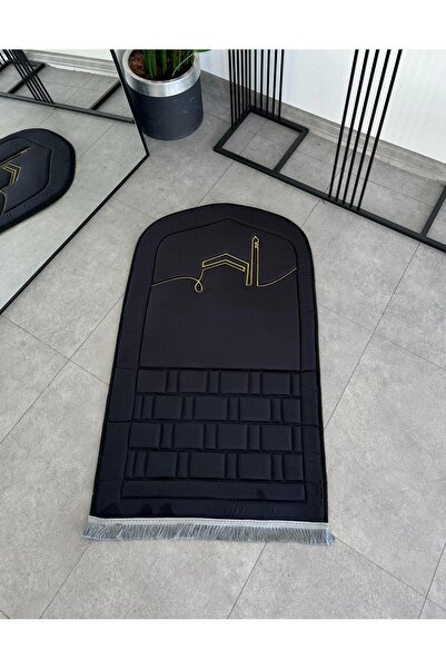 lüks home Siyah - Sarı Biyeli Ortopedik Seccade Sultan Serisi