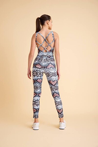 lismina Narita Yılan Desen Spor Tayt Tulum