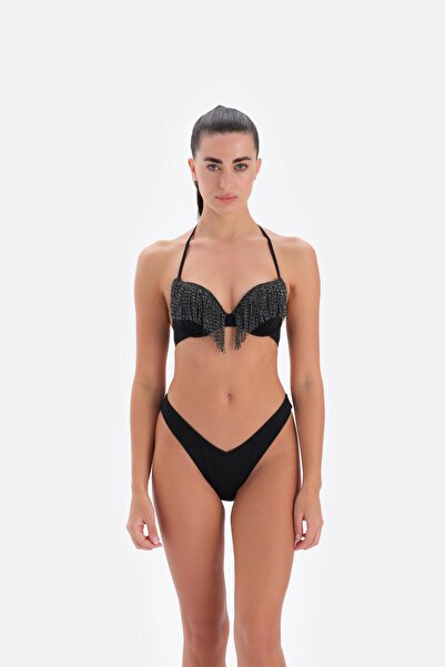 Eros Püskül Detaylı Dolgulu Bikini Takımı Siyah 3332BK