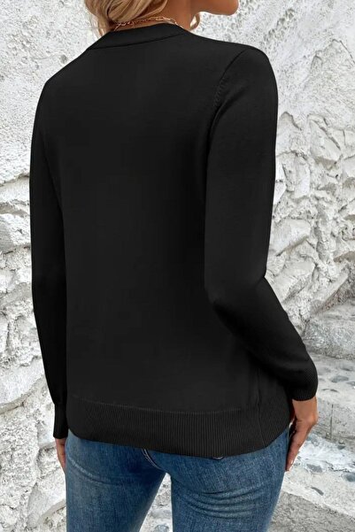 Mossta Long Sleeve Buttoned Front Cardigan Black