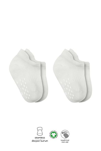 Eng 2 Pack Sneakers Non-Slip Basic Combed Cotton Socks Bs20103 Ecru Ecru