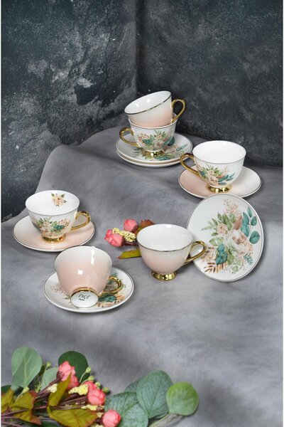 Paçi Renkli Çiçekli 6'lı Kahve Fincanı