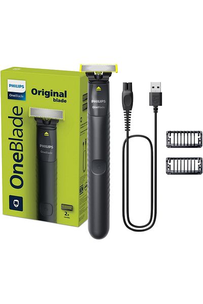 Philips OneBlade QP1424/10 | Trim, Edge & Shave Any Length | 2 Stubble Combs, Dual-Sided Blade | Wet