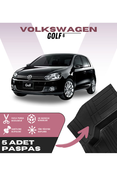 Kingstar Volkswagen Golf 6 5'li Paspas Seti Yüksek Kalite Kesilebilir Univers...