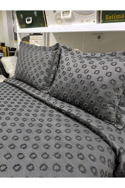 baladı home ev tekstil home collection Double Pompom Bedspread (Set 3 Pieces) Boxed Bedspread and 2 Pillowcases