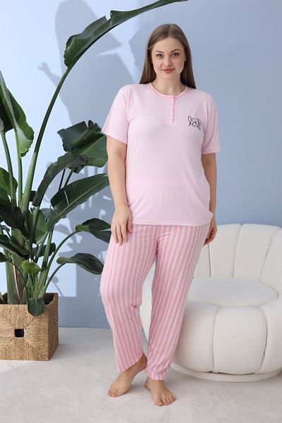 SEBOTEKS Women's 100% Cotton Short Sleeve Plus Size Women's Sleepwear Set 30200