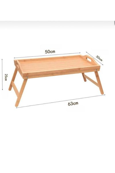 MİMOZA PARK Bamboo Bed Enjoyment Tray with Folding Legs (50cm*30cm), Portable Tray
